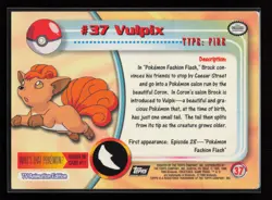 1999 Topps Pokemon TV Animation Edition Series 1 #37 Vulpix Black Topps Logo - Image 2