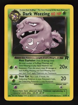 Dark Weezing Rare Team Rocket 31/82 Moderately Played - Image 1