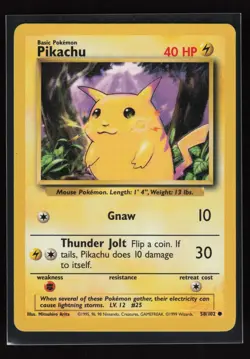 Pikachu Common Base Set Unlimited 58/102 Near Mint - Image 1