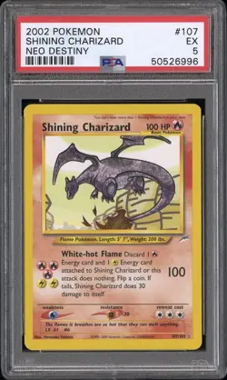 Shining Charizard Pokemon Neo Destiny 107 NM PSA 5 - Image 1