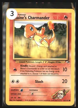 BLAINE'S CHARMANDER 61/132 COMMON UNLIMITED GYM HEROES POKEMON HP - Image 1