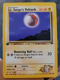 Lt. Surge’s Voltorb 86/132 1st Edition Gym Challenge Pokemon LP - Image 1
