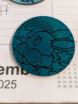 Pokemon JUMBO Glitter Eevee Coin Teal - Image 1