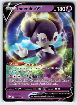 Indeedee V 039/072 Holo V Rare Shining Fates Pokemon Holo Near Mint - Image 1