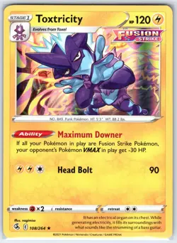 Toxtricity 108/264 Holo Rare Fusion Strike Pokemon Holo Near Mint - Image 1