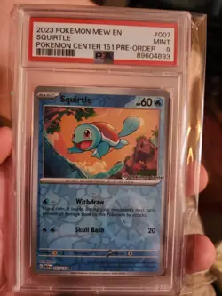 2023 POKEMON MEW EN-151 POKEMON CENTER 151 PRE-ORDER PROMO #007 SQUIRTLE PSA 9 - Image 1