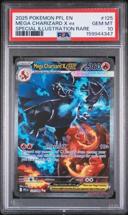 2025 POKEMON PFL EN-PHANTASMAL FLAMES #125 MEGA CHARIZARD X EX PSA 10 - Image 1