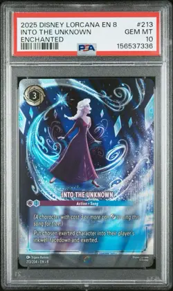 2025 DISNEY LORCANA EN 8-REIGN OF JAFAR ENCHANTED #213 INTO THE UNKNOWN PSA 10 - Image 1