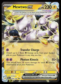 Mewtwo ex 058/182 Holo Paradox Rift Pokemon Card - Image 1