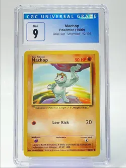 MACHOP 1999 POKEMON BASE SET UNLIMITED COMMON 52/62 CGC 9 Q3622 - Image 1