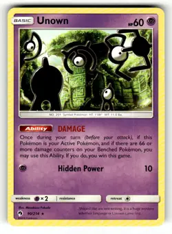Unown 90/214 Rare Lost Thunder Pokemon Near Mint - Image 1