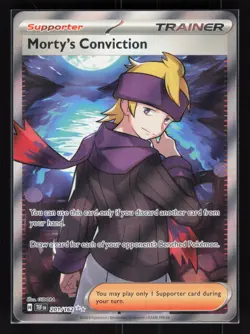 Morty's Conviction - Holo Ultra Rare Pokemon SV05: Temporal Forces 201/162 NM - Image 1
