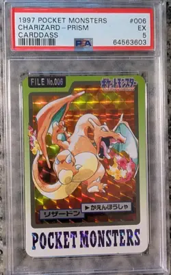 1997 Pokemon Pocket Monsters Japanese Carddass PSA 5 CHARIZARD-PRISM EX #006 - Image 1