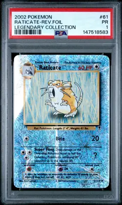 2002 POKEMON LEGENDARY COLLECTION #61 RATICATE-REVERSE FOIL PSA 1 - Image 1