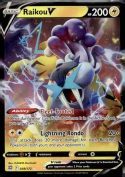Raikou V 048/172 Holo V Rare Brilliant Stars Pokemon Lightly Played - Image 1
