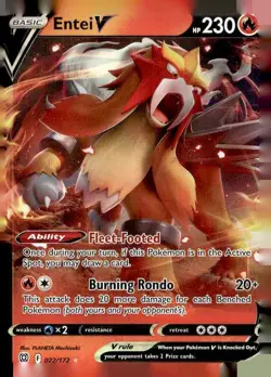 Entei V 022/172 Holo V Rare Brilliant Stars Pokemon Lightly Played - Image 1