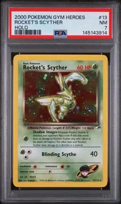 2000 POKEMON GYM HEROES SET UNLIMITED #13 ROCKET'S SCYTHER HOLO - PSA 7 - Image 1