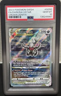 Pokemon PSA 10 Darkrai VSTAR GG50/GG70 Crown Zenith Galarian Gallery GEM MT - Image 1