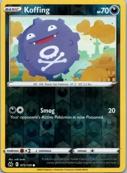 Pokemon TCG Koffing 075/159 Crown Zenith Rev Holo NM - Image 1