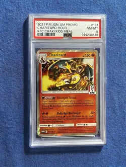 2021 Pokemon Indonesian Promo Charizard Holo KFC Chaki Kids Meal #181 PSA 8 - Image 1