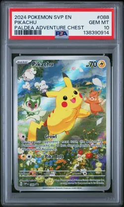 2024 POKEMON SVP EN-SV BLACK STAR PROMO PALDEA ADVENTURE CHEST PIKACHU PSA 10 - Image 1