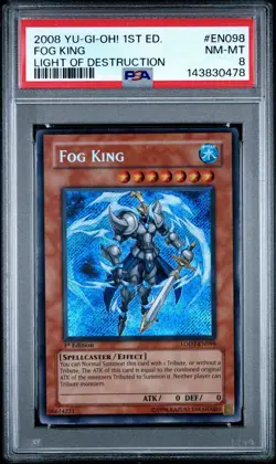 2008 Yu-Gi-Oh! Fog King LODT 1st Edition Secret Rare PSA 8 - Image 1