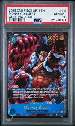 One Piece A Fist Of Devine Speed # 118 Monkey D. Luffy Alt Art PSA 10! GEM MINT! - Image 1