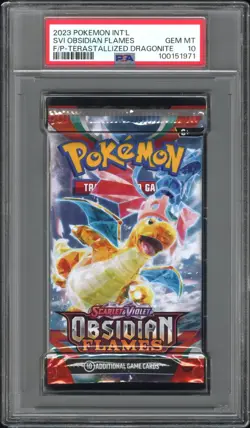2023 Pokemon S&V Obsidian Flames Booster Pack Dragonite Art PSA 10 Gem Mint - Image 1