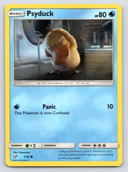 Psyduck 7/18 Common Detective Pikachu Pokemon Holo LP - Image 1