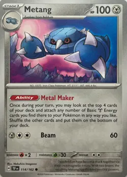 Metang Common TEF-114/162 - SV05: Temporal Forces - Pokemon TCG - Image 1