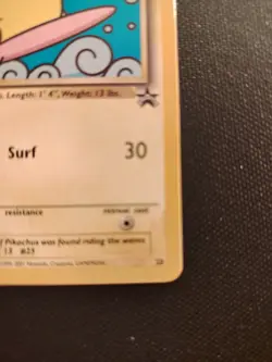 Pokemon Black Star Promo Card #28 Surfing Pikachu WOTC, Near Mint Condition - Image 2