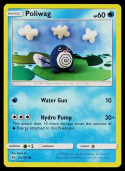 Pokemon Card Poliwag 30/149 SM Base Set Common - Image 1