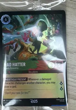 D23 Disney Lorcana Mad Hatter Promo Card Sealed In Original Packaging - Image 1