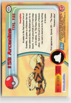 Arcanine #59 Topps Blue Label Non Foil Pokemon Card NM - Image 2