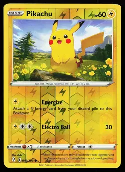 Pikachu 049/203 Reverse Holo Common Evolving Skies Pokemon Card - Image 1