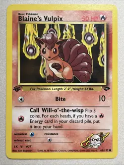 Pokemon Card - Blaine's Vulpix - 1st Edition - C (66/132) Gym Challenge *LP* - Image 1