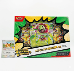 NEW Pokemon Mega Evolutions Ascended Heroes Meganium Ex Box + Eevee Promo Card - Image 1
