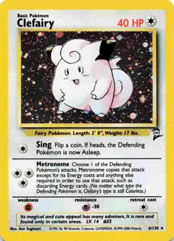 Clefairy Base Set 2 Holo Rare Pokemon Card 6/130 - Image 1