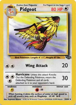 Pokemon TCG Pidgeot Jungle Card 24/64 Unlimited Non-Holo Rare - Image 1