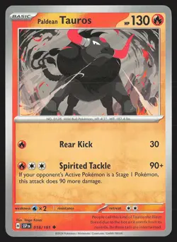SV08: Surging Sparks Paldean Tauros #018/191 Uncommon Pokemon Card - Image 1