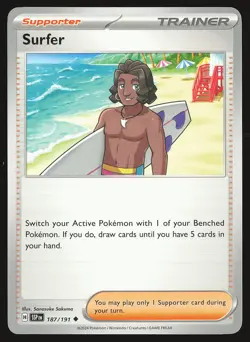 SV08: Surging Sparks Surfer #187/191 Uncommon Pokemon Card - Image 1