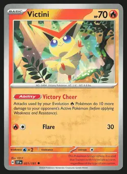 SV08: Surging Sparks Victini #021/191 Uncommon Pokemon Card - Image 1