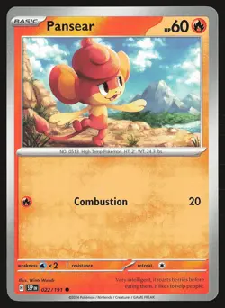 SV08: Surging Sparks Pansear #022/191 Common Pokemon Card - Image 1