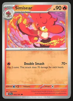 SV08: Surging Sparks Simisear #023/191 Common Pokemon Card - Image 1