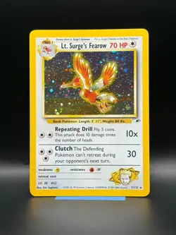Pokemon LT Surges Fearow Holo Card 7/132 Gym Heroes Series NM - Image 1