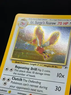 Pokemon LT Surges Fearow Holo Card 7/132 Gym Heroes Series NM - Image 2