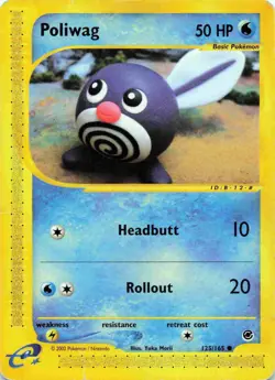 Poliwag 125/165 Expedition Common Vintage Pokemon TCG E-reader card - Image 1