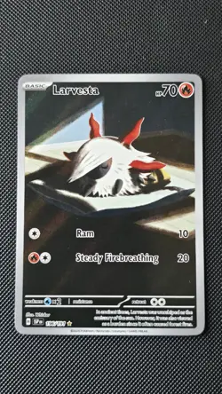 Pokemon TCG Larvesta Illustration Rare Card Surging Sparks 196/191 - Image 1