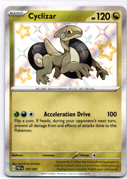 Pokemon TCG Cyclizar 195/091 Paldean Fates Shiny Baby Holo Rare - Image 1