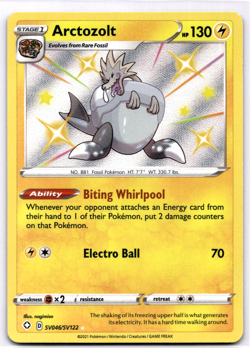 Pokemon TCG Arctozolt SV046/SV122 Shining Fates Baby Shiny Holo Rare Near Mint - Image 1